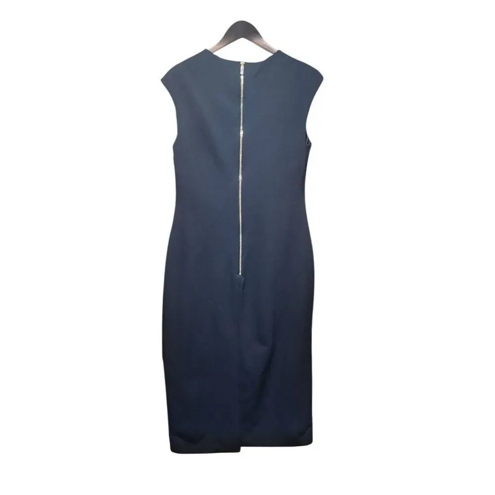 NWOT Ted Baker Kezzia Dress Women's 10 Navy Blue Bow Cutout Sheath Bodycon Ponte - Picture 4 of 7